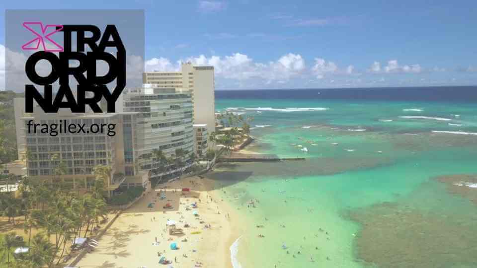 aerial view of beach and hotels