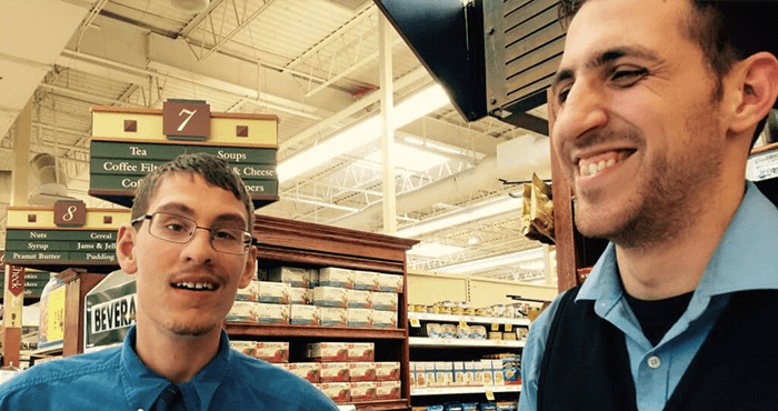 Bagger Ian and manager Anthony in King Sooper grocery store
